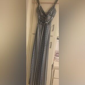 Derek Heart Blue and White Striped Maxi Dress